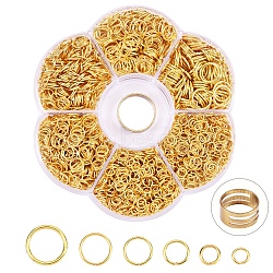1874Pcs Iron Open Jump Rings Jump Rings with Brass Rings, Nickel Free, Golden, 4~18x0.7~9mm, Inner Diameter: 2.6~8mm(IFIN-SZ0001-29)