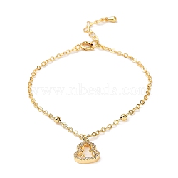 Brass Micro Pave Cubic Zirconia Charm Bracelets for Women, Gourd, Real 18K Gold Plated, 6-7/8 inch(17.5cm)(BJEW-P342-05G)