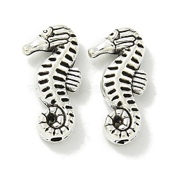 Tibetan Style Alloy Beads, Lead Free & Cadmium Free, Sea Horse, Antique Silver, 15x7.5x3.5mm, Hole: 1.2mm, about 1234pcs/1000g(TIBE-I026-6018AS)