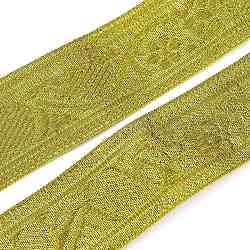 Polyester Ribbons, Jacquard Ribbon, Floral Pattern, Goldenrod, 1-1/2~1-5/8 inch(38~40mm)(OCOR-WH0071-056A)