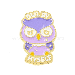 Golden Alloy Brooches, Owl By Myself Enamel Pins for Clothes Backpack, Owl, 28.5x18.5x1.5mm(JEWB-I030-16A)