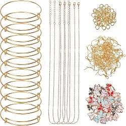 DIY Jewelry Set, with Alloy Enamel Charms, Iron Bangle Making & Cable Chains Necklace Makings & Earring Hooks, Golden(DIY-CA0001-05)