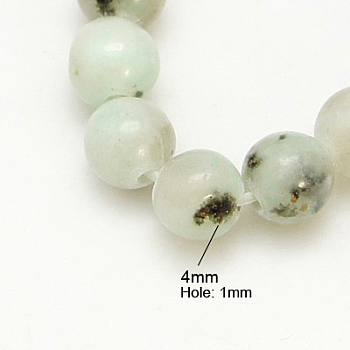 Natural Sesame Jasper/Kiwi Jasper Beads Strands, Round, White, 4mm, Hole: 1mm