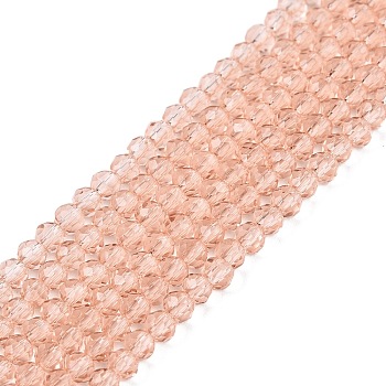 Glass Beads Strands, Faceted, Rondelle, Dark Salmon, 2.3~2.7x2mm, Hole: 0.4mm, about 150~155pcs/strand, 12.60~12.99 inch(32~33cm)