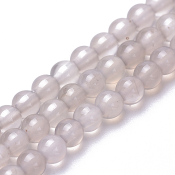 Natural Grey Agate Beads Strands, Round, 3mm, Hole: 0.5mm, about 130pcs/strand, 16.3 inch