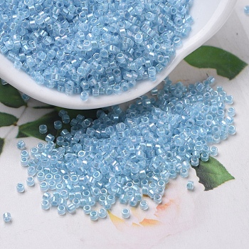 MIYUKI Delica Beads, Cylinder, Japanese Seed Beads, 11/0, (DB0057) Aqua Lined Crystal AB, 1.3x1.6mm, Hole: 0.8mm, about 20000pcs/bag, 100g/bag