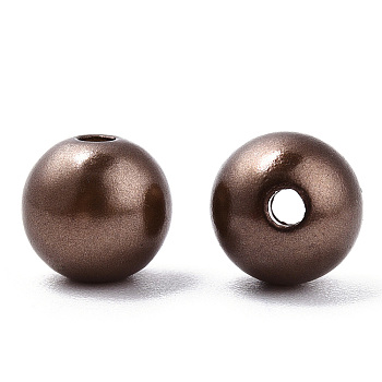 Spray Painted ABS Plastic Imitation Pearl Beads, Round, Coconut Brown, 8x9.5mm, Hole: 1.8mm, about 2080 pcs/500g
