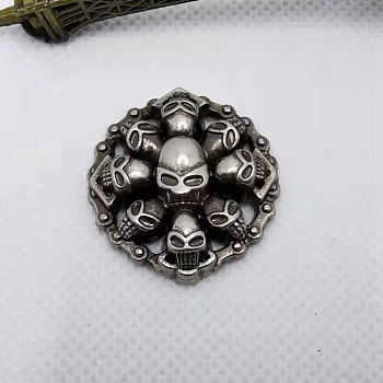 Halloween Skull Zinc Alloy Collision Rivets, Semi-Tublar Rivet, for Belt Clothes Purse Handbag Leather Craft DIY Handmade Accessories, Antique Silver, 28mm