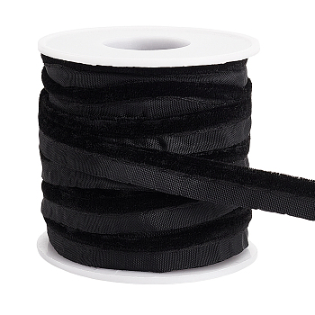 10 Yards Velvet Lip Cord Trim, Polyester Piping Trim with Cord, for Sewing Clothing Upholstery Trimming, Black, 3/8 inch(11mm)