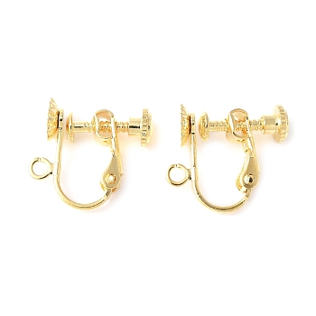 316 Surgical Stainless Steel Clip-on Earring Findings, Real 18K Gold Plated, 15x17x5.5mm