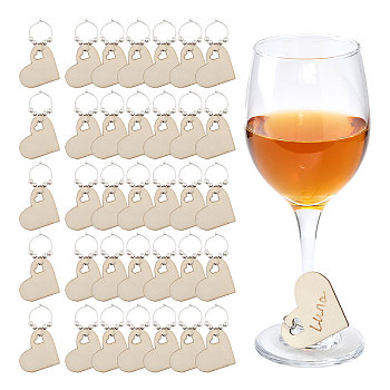 1 Set Wood Wine Glass Charms, with Brass Hoop Earring Findings and Brass Smooth Round Beads, 1Pc Metallic Marker Pens, Mixed Color, 75mm, 35pcs/set