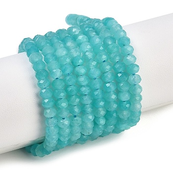 Natural Amazonite Beads Strands, Faceted, Rondelle, 4x3mm, Hole: 0.8mm, about 140pcs/strand, 15.35 inch(39cm)