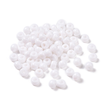 Opaque Acrylic Beads, Rondelle, White, 5x3.5x3.5mm, Hole: 1.8mm, about 8500pcs/500g