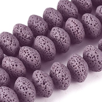 Natural Lava Rock Beads Strands, Dyed, Rondelle, Old Rose, 13~13.5x8.5~8.7mm, Hole: 2.5mm, about 46~47pcs/strand, 15.5 inch~15.94 inch(38.5~40.5cm)