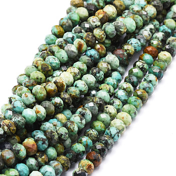 Natural African Turquoise(Jasper) Beads Strands, Faceted, Rondelle, 5.5~6x4~4.5mm, Hole: 1mm, about 95pcs/strand, 15.59''(39.6cm)