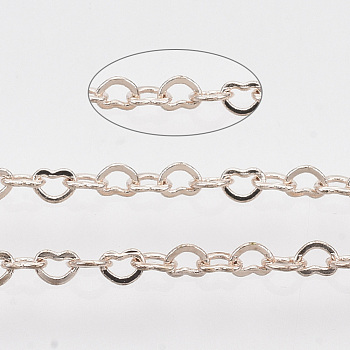 Soldered Brass Heart Chains, with Spool, Rose Gold, 1.8x2.4x0.4mm, about 39.37 Feet(12m)/roll