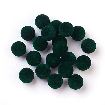 Flocky Acrylic Beads, Half Drilled, Round, Dark Slate Gray, 14mm, Hole: 1.6mm