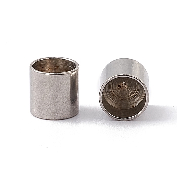 201 Stainless Steel Cord Ends, End Caps, Column, Stainless Steel Color, 8x8mm, Inner Diameter: 6.8mm