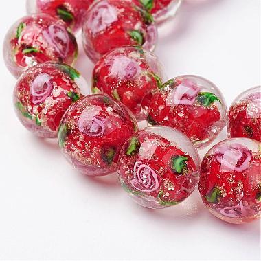 13mm Red Round Lampwork Beads