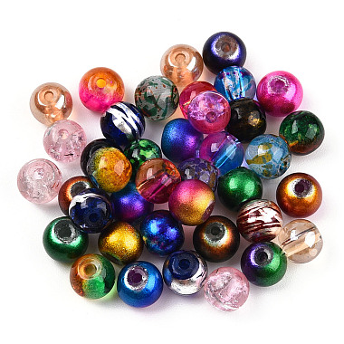 Mixed Style & Mixed Color Round Spray Painted Glass Beads(DGLA-X0003-6mm)-2