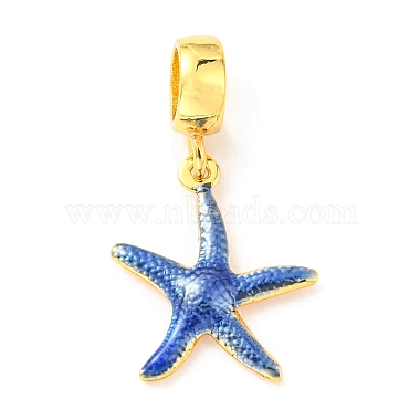 Royal Blue Starfish Brass+Enamel Dangle Charms