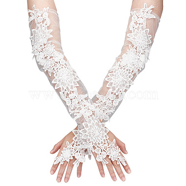 White Flower Polyester Gloves