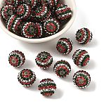 Christmas Theme Resin Rhinestone Round Beads, with Acrylic Beads Inside, Green, 20mm, Hole: 2~2.5mm(RESI-S313-18x20-09)