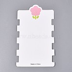 Cardboard Paper Jewelry Display Cards for Hair Ties Storage, Rectangle with Flower, Pink, 14.2x8.2x0.04cm, Hole: 8mm(CDIS-N004-03)