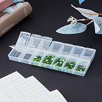 1Pc 14 Grids Plastic Bead Container, Rectangle, with 3 Sheets Self-Adhesive Blank Paper Stickers, White, 14.5x7.2x2.5cm(CON-LP0001-48)