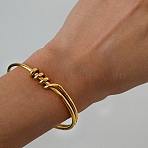 304 Stainless Steel Triple Knot Open Cuff Bangles for Women, Golden, Inner Diameter: 2.32x1.79 inch(5.9x4.55cm)(SA-CBAABBA-10G)