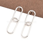 Oval 316 Stainless Steel Dangle Stud Earrings, with 304 Stainless Steel Earplugs and 316 Stainless Steel Pins, Stainless Steel Color, 31~31.5x7.5mm(EJEW-D339-04P)
