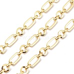 Brass Figaro Chain, with Spool, Unwelded, Real 18K Gold Plated, 12x7x1.5mm, 6.5x5x2mm and 7x1.5mm(CHC-D028-22G)
