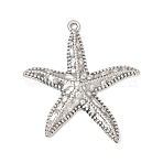 Tibetan Style Alloy Pendants, Starfish Charms, Antique Silver, 42.5x37.5x4mm, Hole: 1.6mm(AL-CBA3571-01A-AS)
