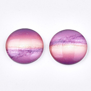 Starry Sky Pattern Printed Glass Cabochons, Half Round/Dome, Colorful, 25x6~6.5mm(X-GGLA-N004-25mm-D73)