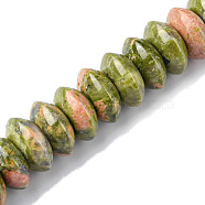 Natural Unakite Beads Strands, Saucer Beads, Rondelle, 12x5.5~6.5mm, Hole: 1.2mm, about 33pcs/strand, 7.80~8.82 inch(19.8~22.4cm)(G-F743-05L)