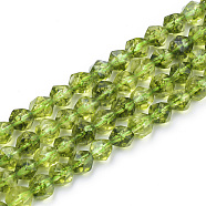 Synthetic Peridot Beads Strands, Dyed, Star Cut Round Beads, Faceted, 6~6.5x6mm, Hole: 1mm, about 58pcs/strand, 15.9 inch(G-S149-35-6mm)