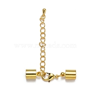 Brass Chain Extender, with Cord Ends and Lobster Claw Clasps, Nickle Free, Golden, 38mm, Cord End: 11x7mm, Hole: 6mm, Chain Extender: 50mm(KK-L089-03G-NF)