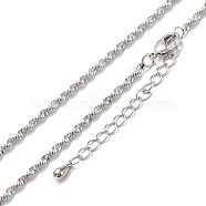 Brass Rope Chain Necklaces, Long-Lasting Plated, Real Platinum Plated, 15.94 inch(40.5cm)(NJEW-K123-12P)