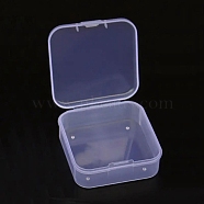 Square Plastic Bead Containers with Hinged Lid, White, 5.5x5.5x2cm(PW-WG65EE9-05)