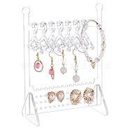 Transparent Acrylic Earrings Display Hanger, Clothes Hangers Shaped Earring Studs Organizer Holder, with 10Pcs Mini Hangers, Clear, Finish Product: 6x12x15.5cm, about 13pcs/set(EDIS-WH0029-33B)
