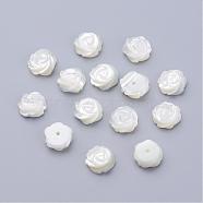 Natural Sea Shell Beads, Half-Hole Beads, Flower, Creamy White, 10x4mm, Hole: 1mm(SSHEL-Q297-76)