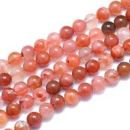Natural South Red Agate Beads Strands, Round, 8~8.5mm, Hole: 0.8mm, about 46pcs/Strand, 15.08 inch(38.3cm)(G-K310-C03-8mm)