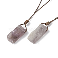 Natural Amethyst Nugget Pendant Necklace with Waxed Cord for Women, 33.86~38.98 inch(86~99cm)(NJEW-F306-01C)