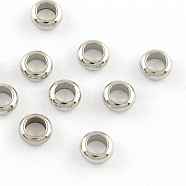 201 Stainless Steel Ring Spacer Beads, Stainless Steel Color, 5x2mm, Hole: 3mm(STAS-R064-42)