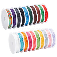 Elite 20 Rolls 20 Colors Polyester Round Thread, for Craft Tassel Making, Mixed Color, 0.3mm, about 10.94 Yards(10m)/Roll, 9-ply, 1 roll/color(OCOR-PH0002-64B)
