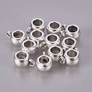 Tibetan Style Hangers, Bail Beads, Cadmium Free & Nickel Free & Lead Free, Barrel, Antique Silver, about 11.5mm long, 8mm wide, 5.5mm thick, 4.8mm inner diameter, hole: 2mm(LF10439Y-NF)