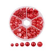 1Box ABS Plastic Imitation Pearl Dome Cabochons, Half Round, Red, 4~12x2~6mm, about 690pcs/box(SACR-JP0001-01)