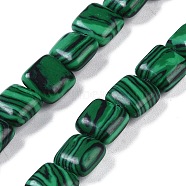 Synthetic Malachite Beads Strands, Square, 8.5x8.5x5mm, Hole: 1.6mm, about 50pcs/strand, 16.34''(41.5cm)(G-M435-A16-01)