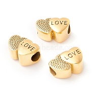 Ion Plating(IP) 304 Stainless Steel European Beads, Large Hole Beads, Manual Polishing, Double Heart with Word Love, Golden, 10x15x8mm, Hole: 4.5mm(STAS-M298-11G)