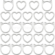 24Pcs 2 Style Alloy Linking Rings, Cat's Head & Heart, for Gothic Punk Choker, Garter Making, Platinum, 33~37x35~36x2~3.5mm, Inner Diameter: 21~30x27.5~30mm, 12pcs/style(FIND-BC0003-32)